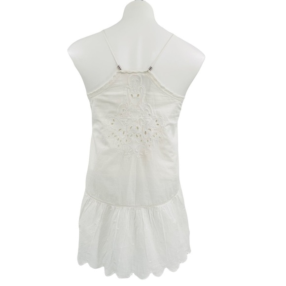 ANTHROPOLOGIE LETMEBE Embroidered Eyelet Lace Trim Cami Peplum Top White Size 2 - Picture 5 of 9